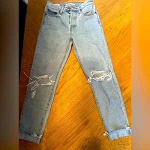 Levi wedgie straight ripped jeans